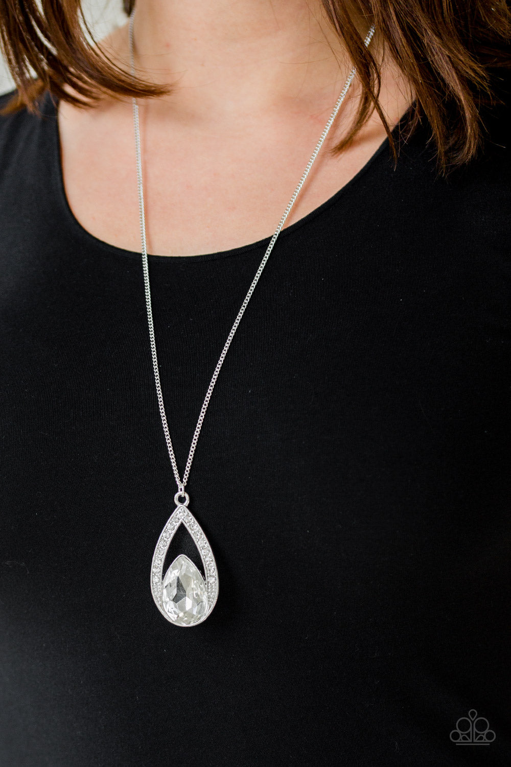 silver, silver jewelry, necklace, long necklace, white, rhinestone, white jewelry, teacher appreciation gift, affordable holiday gift, everyday jewelry, jewelry stores, jewelry stores near me, paparazzi accessories,