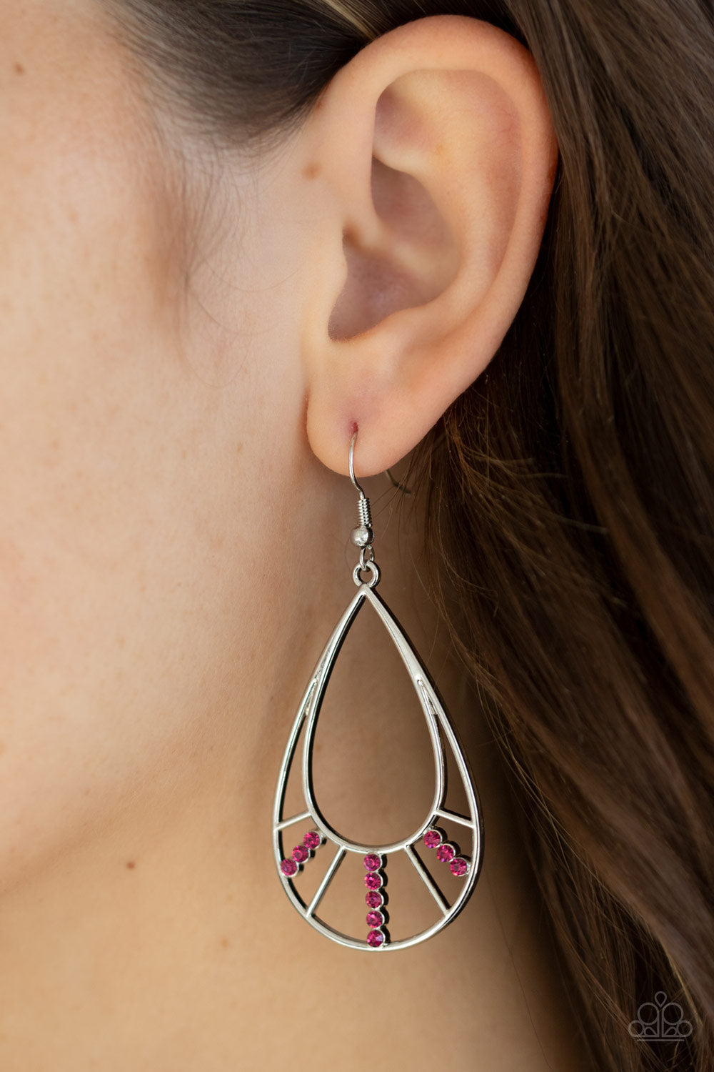 silver, silver jewelry, earring, fish hook, everyday jewelry, affordable jewelry, paparazzi accessories, affordable holiday jewelry, pink, pink jewelry, rhinestone, jewelry stores, jewelry stores near me, trending jewelry, viral jewelry