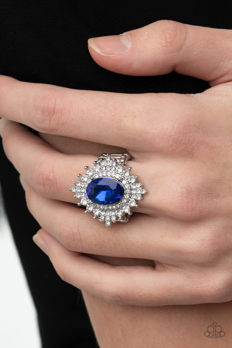 silver, silver jewelry, ring, fat back, statement ring, white, blue, blue jewelry, rhinestone, affordable jewelry, affordable holiday gift, everyday jewelry, paparazzi accessories, jewelry stores, jewelry stores near me,
