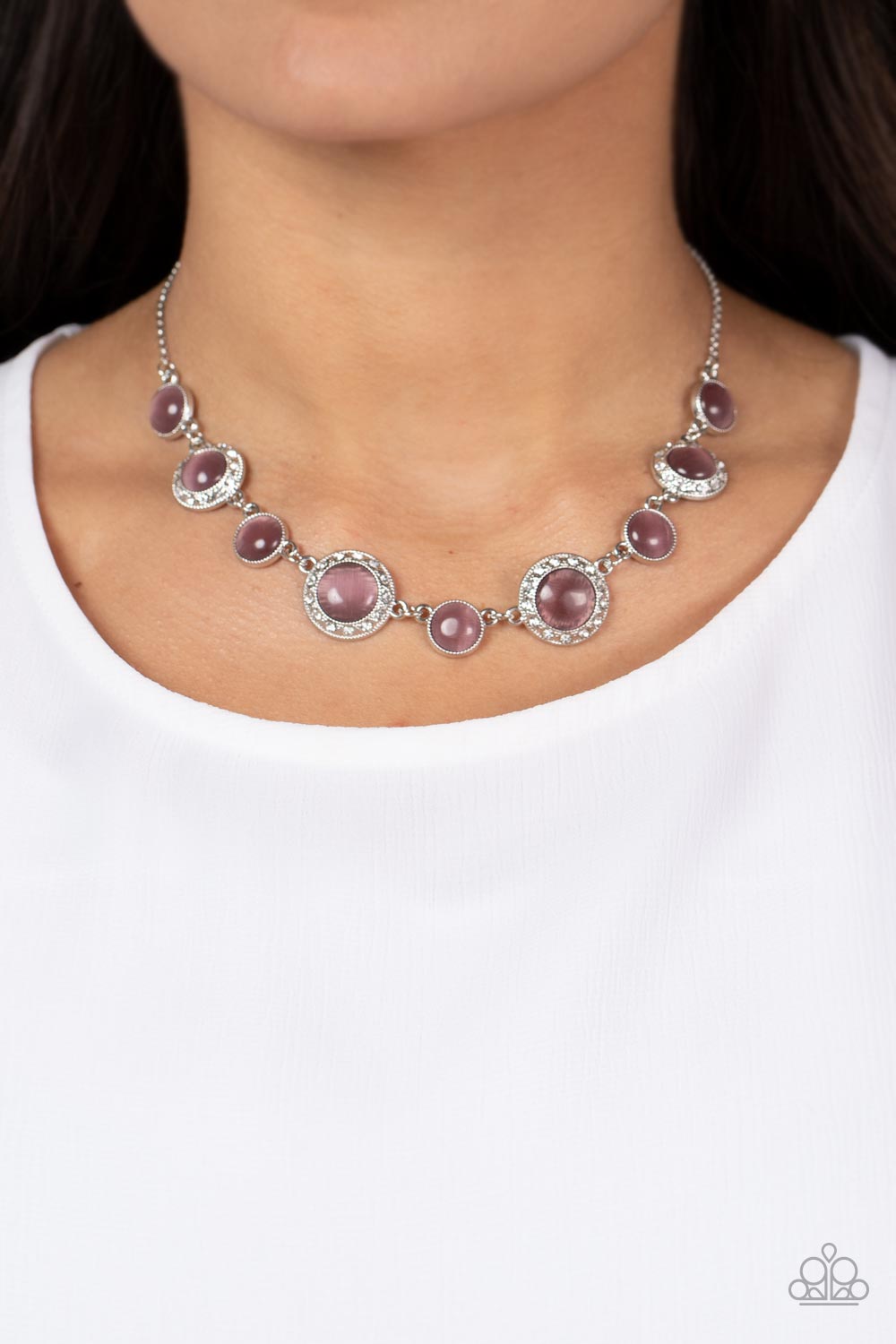 silver, silver jewelry, necklace, medium necklace, statement necklace, everyday jewelry, affordable jewelry, paparazzi accessories, moon stone, moon stone jewelry, paparazzi accessories, affordable holiday gift, gift giving, christmas present,