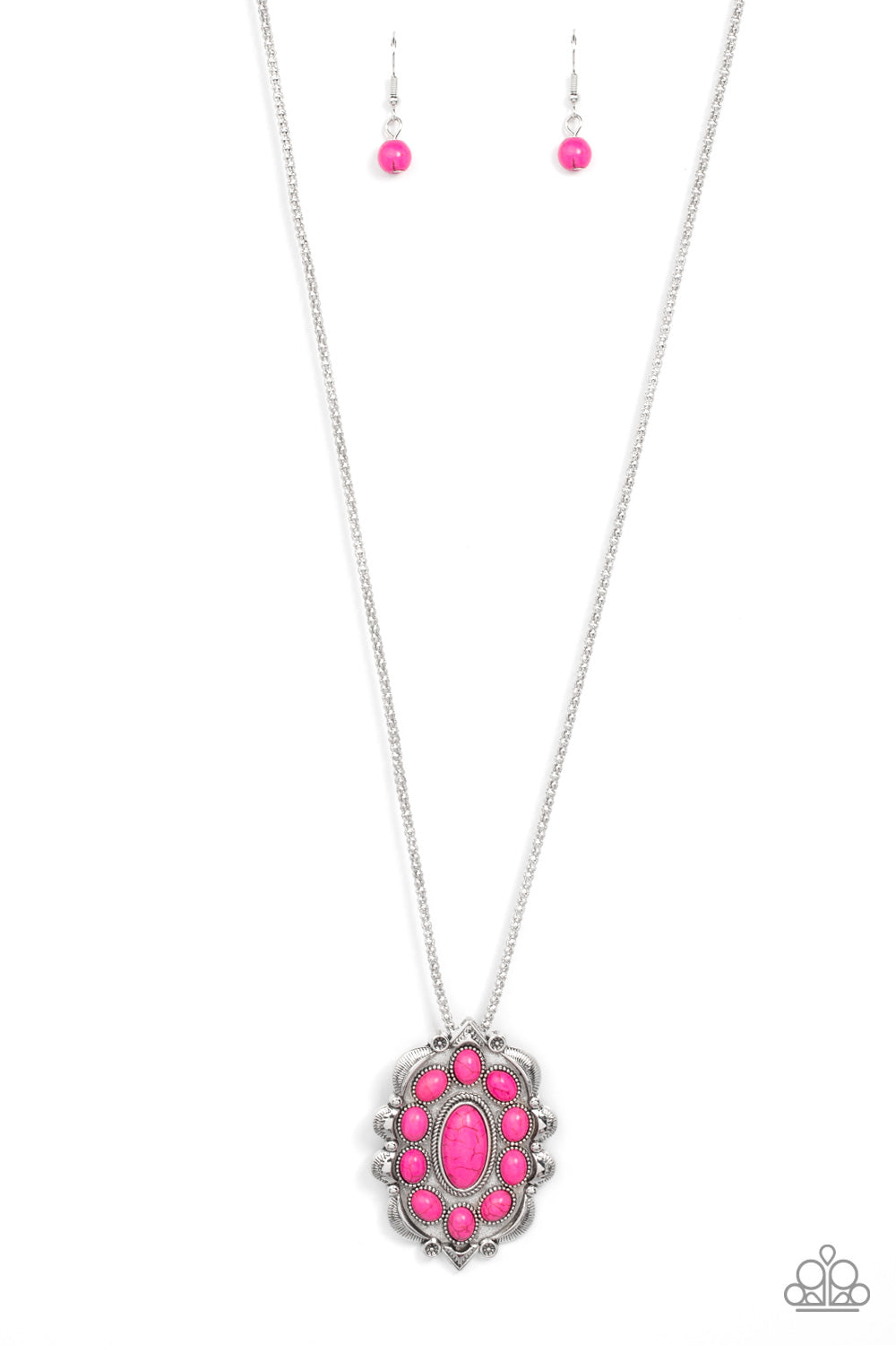 silver, silver jewelry, necklace, long necklace, pink, pink jewelry, stone, crackle stone, boho jewelry, pendant necklace, affordable jewelry, affordable holiday gift, everyday jewelry, casual jewelry, trending jewelry, viral jewelry, casual jewelry, paparazzi accessories, tax free jewelry, paparazzi accessories,