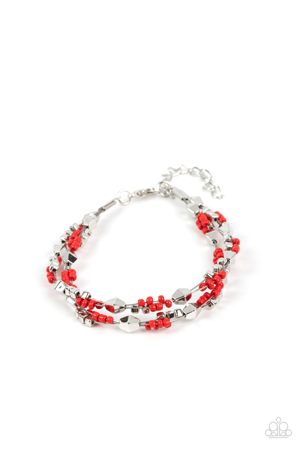 silver, silver jewelry,red, red jewelry, bracelet, claw clasp, affordable jewelry, affordable holiday gift, everyday jewelry, paparazzi accessories, seed bead, boho jewelry, jewelry stores, jewelry stores near me,