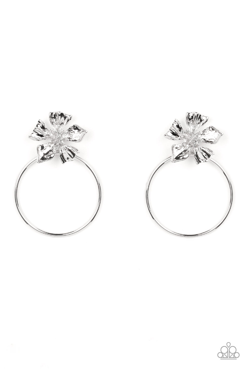 silver, silver jewelry, earrings, post back earring, flower jewelry, paparazzi accessories, affordable jewelry, affordable holiday gift, paparazzi accessories, life of the party exclusive, jewelry stores, jewelry stores near me,
