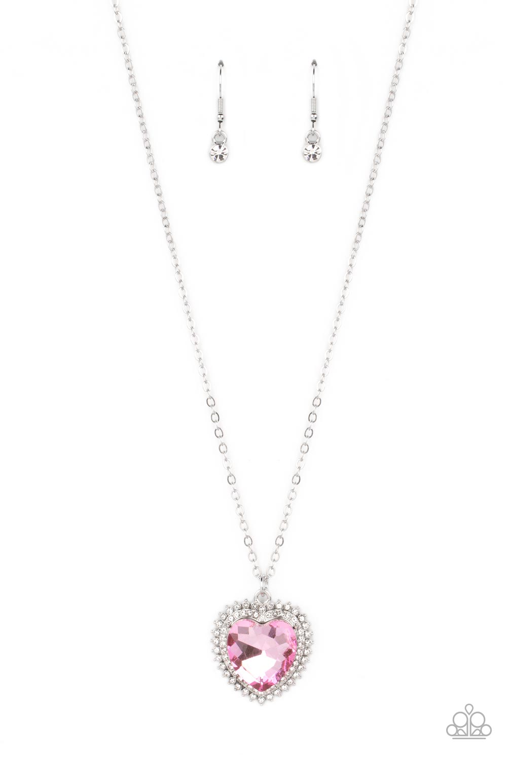 silver, silver jewlery, necklace, medium necklace, pink, pink jewelry, affrodable jewlery, affordable holiday gift, heart, heart jewelry, casual jewlery, valentines day gift, jewelry stores, jewelry stores near me, paparazzi accessories,