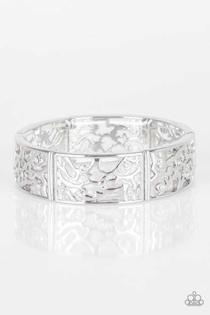 silver, silver jewelry, rhinestone,vineyard, vine inspired bracelet, bracelet, affordable jewelry, paparazzi accessories