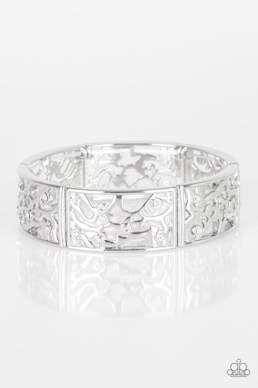 silver, silver jewelry, rhinestone,vineyard, vine inspired bracelet, bracelet, affordable jewelry, paparazzi accessories