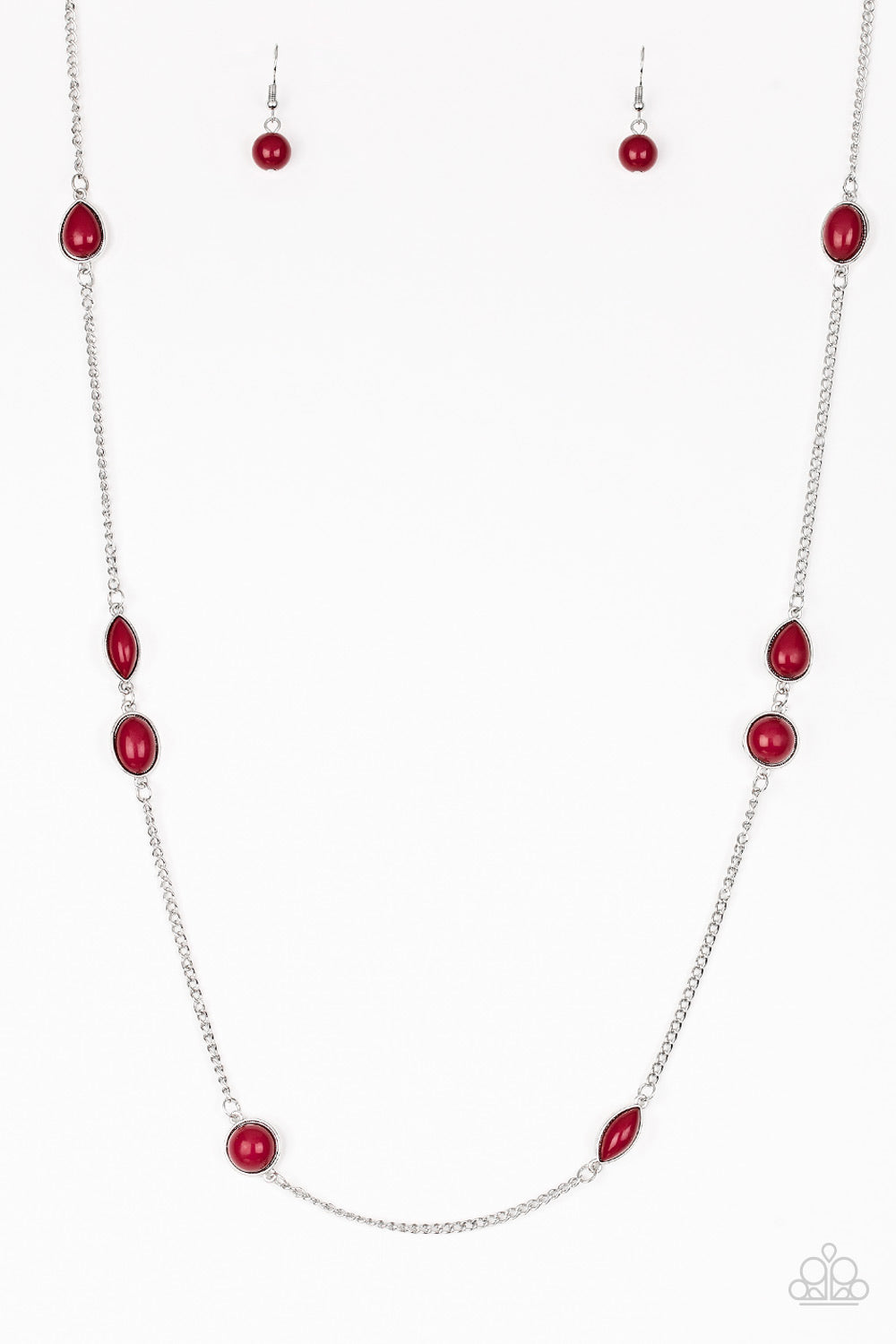silver, necklace, long necklace, red, everyday necklace, affordable jewelry, silver jewelry 