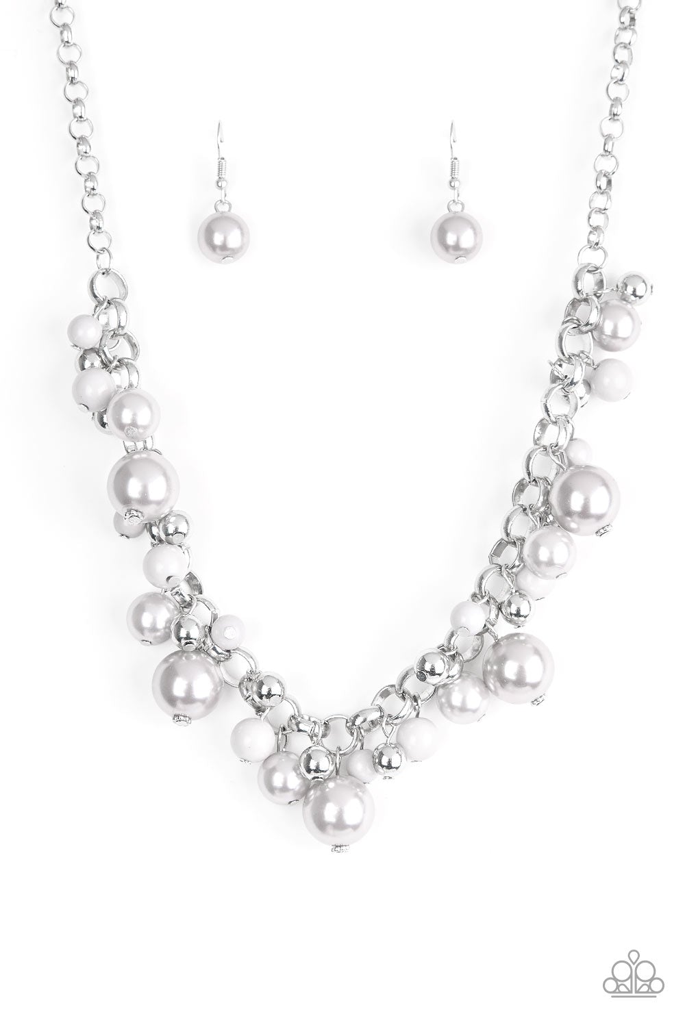 silver, necklace, medium necklace, bead, statement necklace