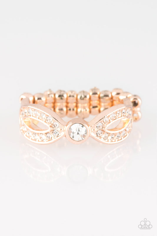 rose gold, rose gold jewelry, white, rhinestone, everyday ring, everyday accessories, dainty ring, adjustable ring, paparazzi accessories, 