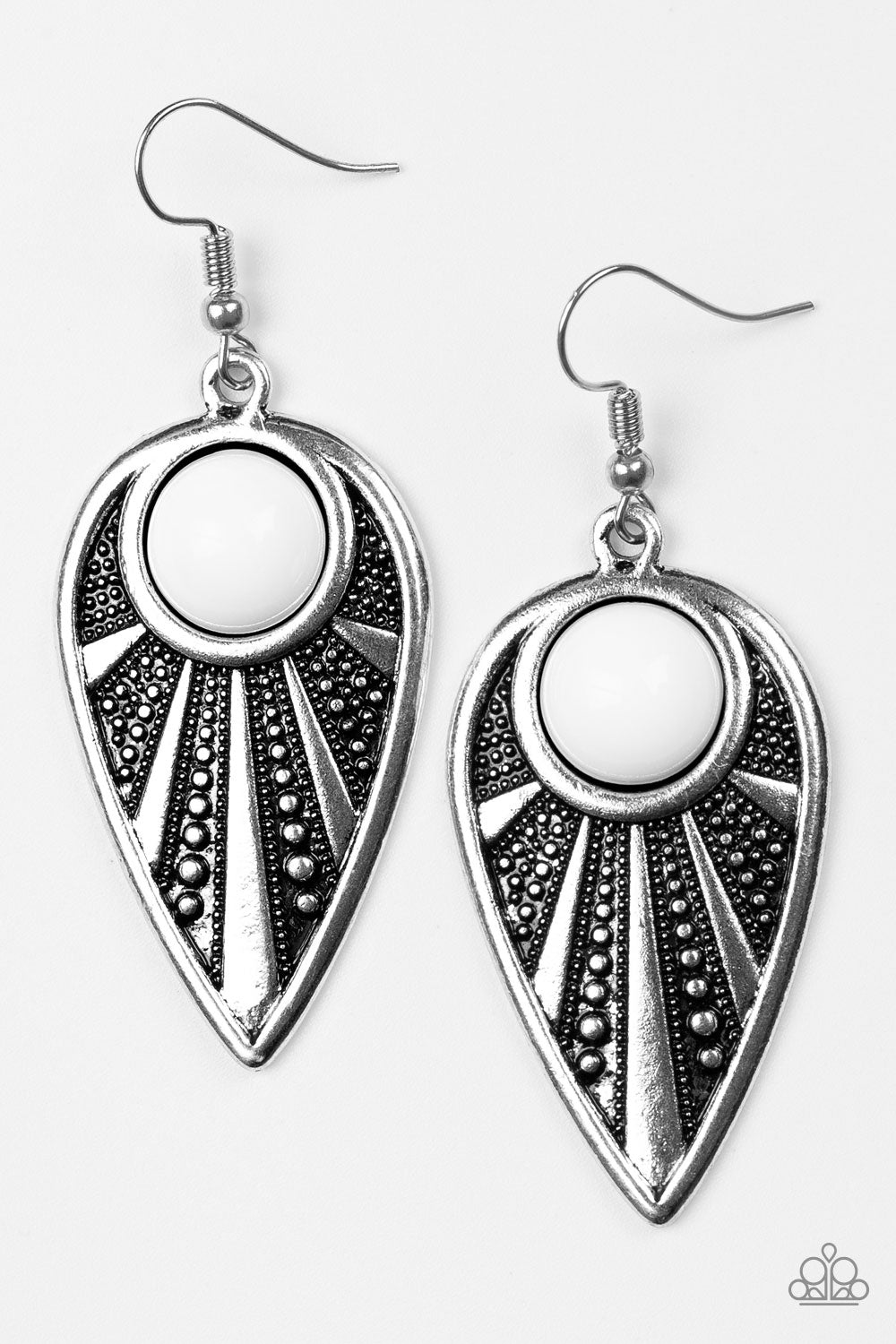 silver, silver jewelry, earrings, fish hook earrings, affordable jewelry, affordable holiday gift, everyday jewelry, paparazzi accessories, jewelry stores, jewelry stores near me, viral jewelry, trending jewlery, casual jewelry, white, white jewelry, beaded jewelry, 