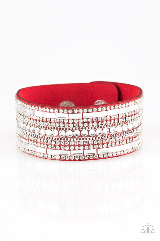 red, red jewelry, suede, bracelet, urban bracelet, wrap, affordable jewelry, paparazzi accessories 