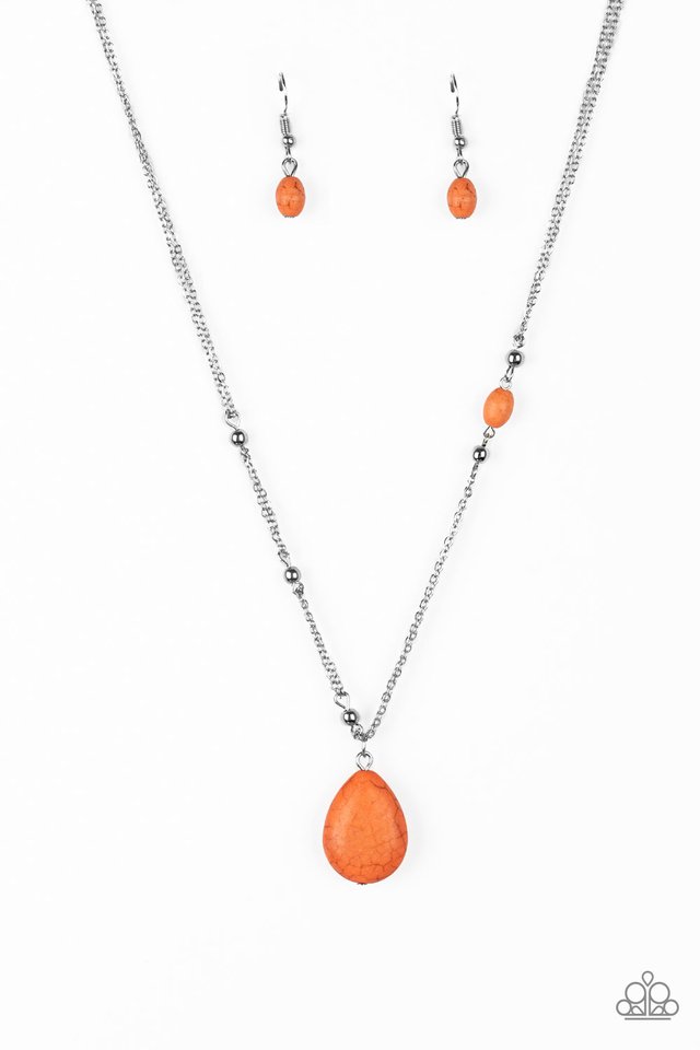 silver, silver jewelry, necklace, medium necklace, stone, stone jewelry, dainty, orange, orange jewelry, affordable jewelry, crackle stone jewelry, bohemian jewelry, paparazzi accessories, affordable holiday gift, everyday jewelry, jewelry stores , jewelry stores near me, 