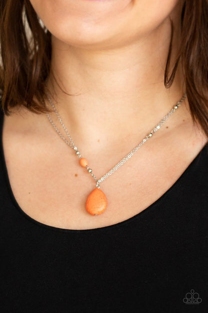 silver, silver jewelry, necklace, medium necklace, stone, stone jewelry, dainty, orange, orange jewelry, affordable jewelry, crackle stone jewelry, bohemian jewelry, paparazzi accessories, affordable holiday gift, everyday jewelry, jewelry stores , jewelry stores near me, 