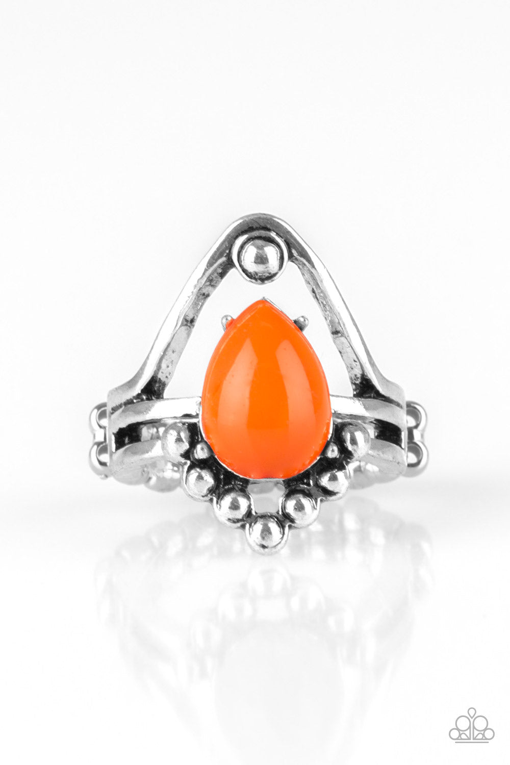 orange, silver, silver ring, dainty ring, one size fits all, adjustable ring, fashion forward, trending jewelry, viral jewelry, paparazzi accessories, everyday jewelry, affordable jewelry, 