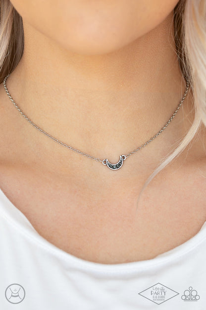 silver, silver jewelry, necklace, medium necklace, choker, life of the party exclusive, moon, moon jewelry, hematite, hematite jewelry, paparazzi accessories, black diamond bring back, everyday jewelry, dainty jewelry, affordable jewelry,
