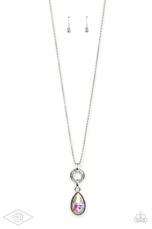 silver, silver jewelry, necklace, medium necklace, black diamond exclusive, life of the party exclusive, iridescent, rhinestone, iridescent jewelry, trending jewelry, prom jewelry, statement jewelry, affordable jewelry, affordable holiday gift, holiday jewelry, paparazzi accessories, jewelry stores, jewelry stores near me, 