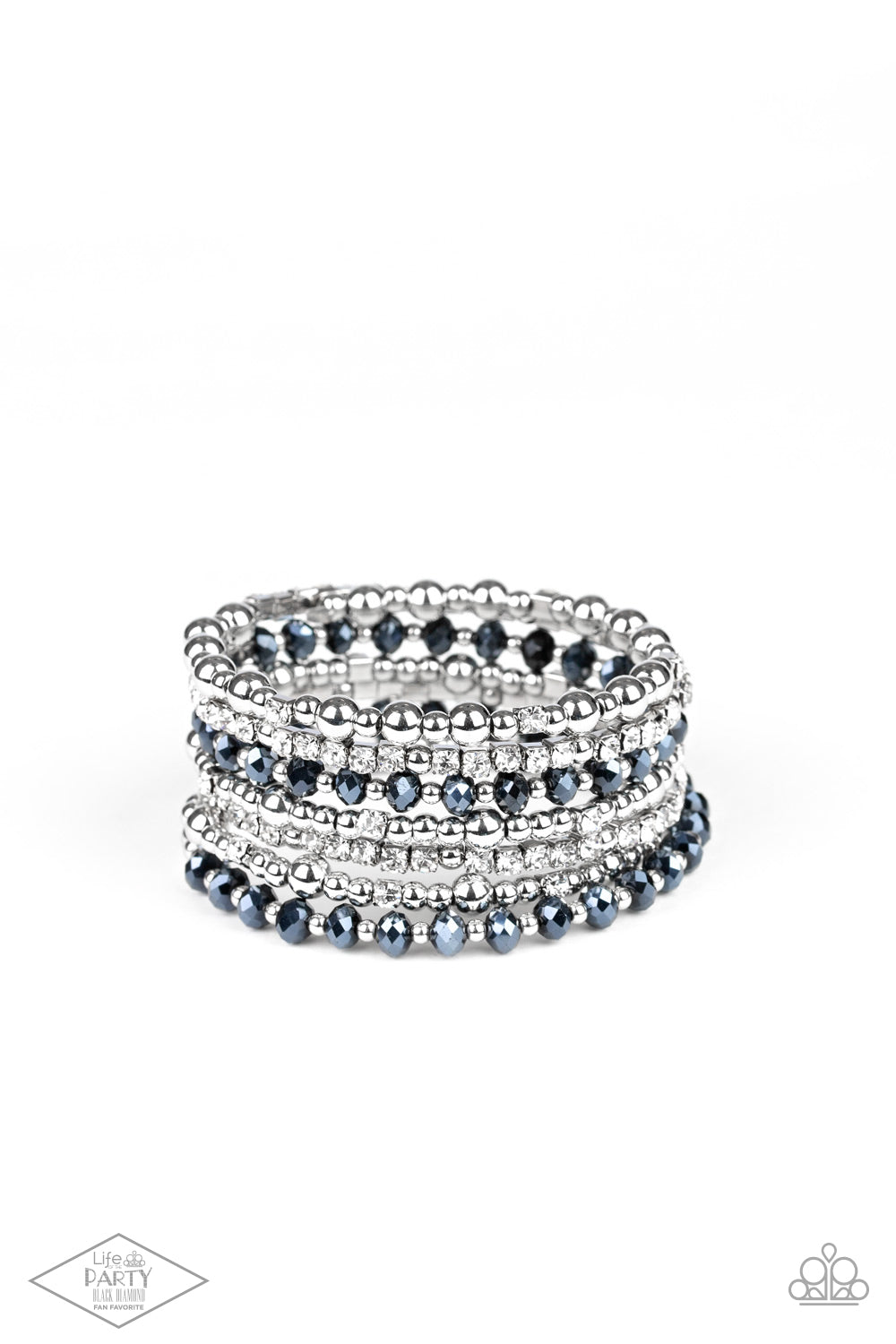 silver, silver jewelry, blue, blue jewelry, coil, bracelet, affordable jewelry, affordable holiday gift, everyday jewelry, paparazzi accessories, jewelry stores, jewelry stores near me, life of the party, lop, exclusive piece, black diamond exclusive, 