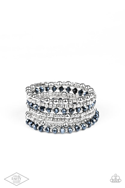 silver, silver jewelry, blue, blue jewelry, coil, bracelet, affordable jewelry, affordable holiday gift, everyday jewelry, paparazzi accessories, jewelry stores, jewelry stores near me, life of the party, lop, exclusive piece, black diamond exclusive, 