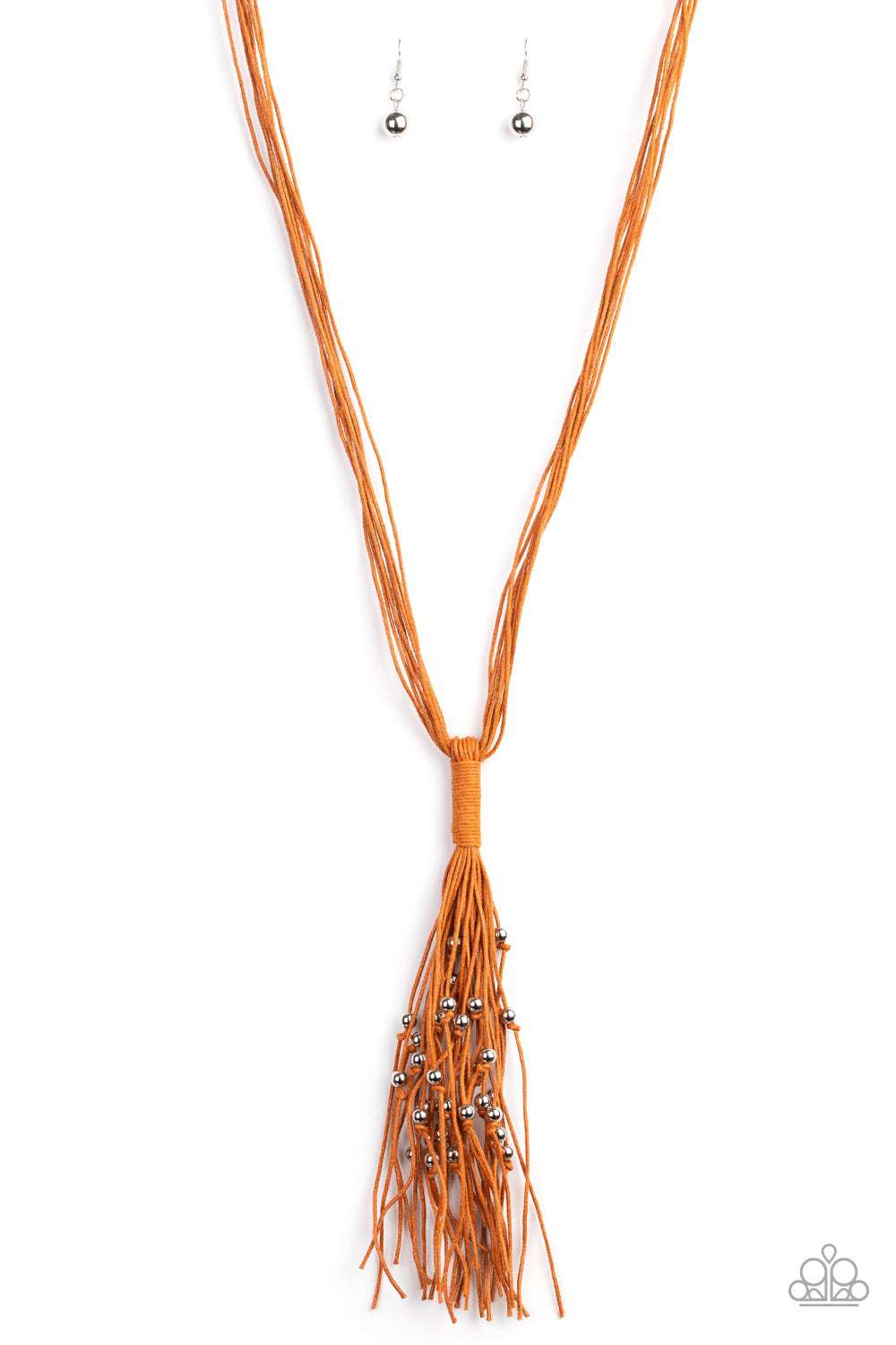 Orange, necklace, long necklace, suede, urban, 