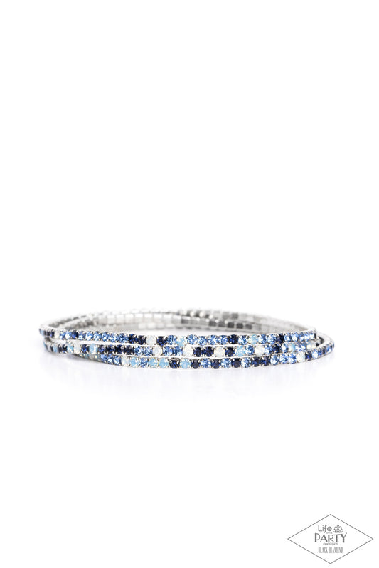 silver, silver jewlery, bracelet, coil, iridescent, blue, blue jewelry, rhinestone, affordable jewelry, affordable holiday gift, everyday jewlery, trending jewelry, viral jewelry, prom jewelry, wedding jewlery, black diamond exclusive, paparazzi accessories, jewelry stores, jewlery stores near me, 