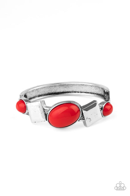 red, hinge, silver, bracelet, silver jewelry, affordable jewelry, paparazzi accessories, silver jewelry