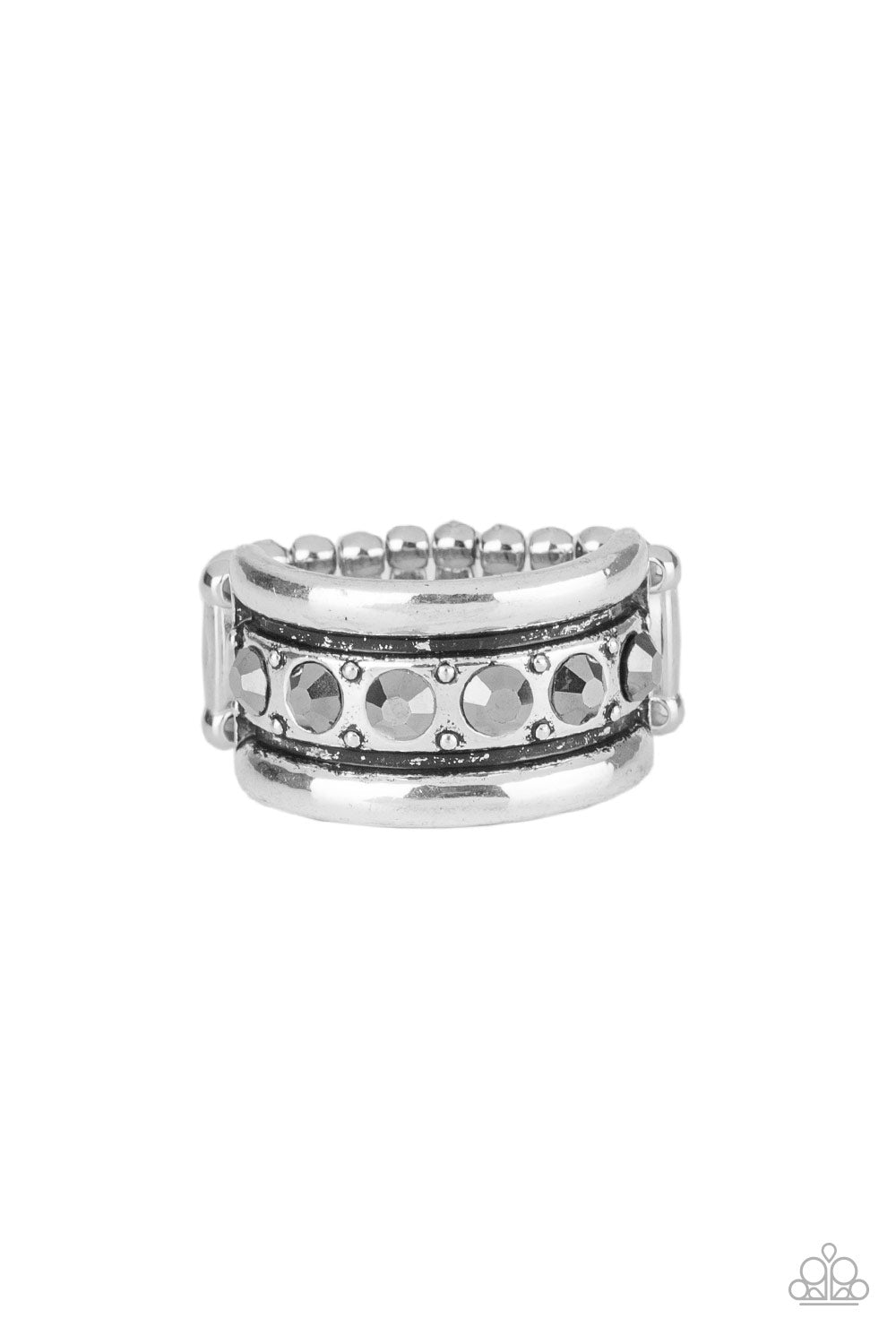 silver, silver jewelry, ring, adjustable ring, affordable jewelry, statement ring, hematite rhinestone,everyday jewelry, paparazzi accessories
