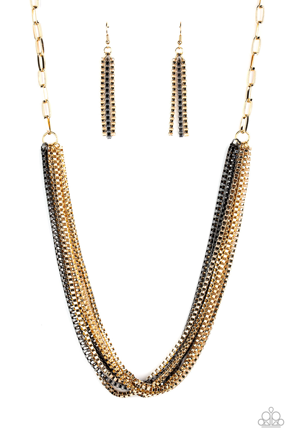 gold, gunmetal, black, gold jewelry, gunmetal jewelry, everyday jewelry, affordable jewelry, paparazzi accessories,gold jewelry, jewelry stores, jewelry stores near me, necklace, layered necklace, 