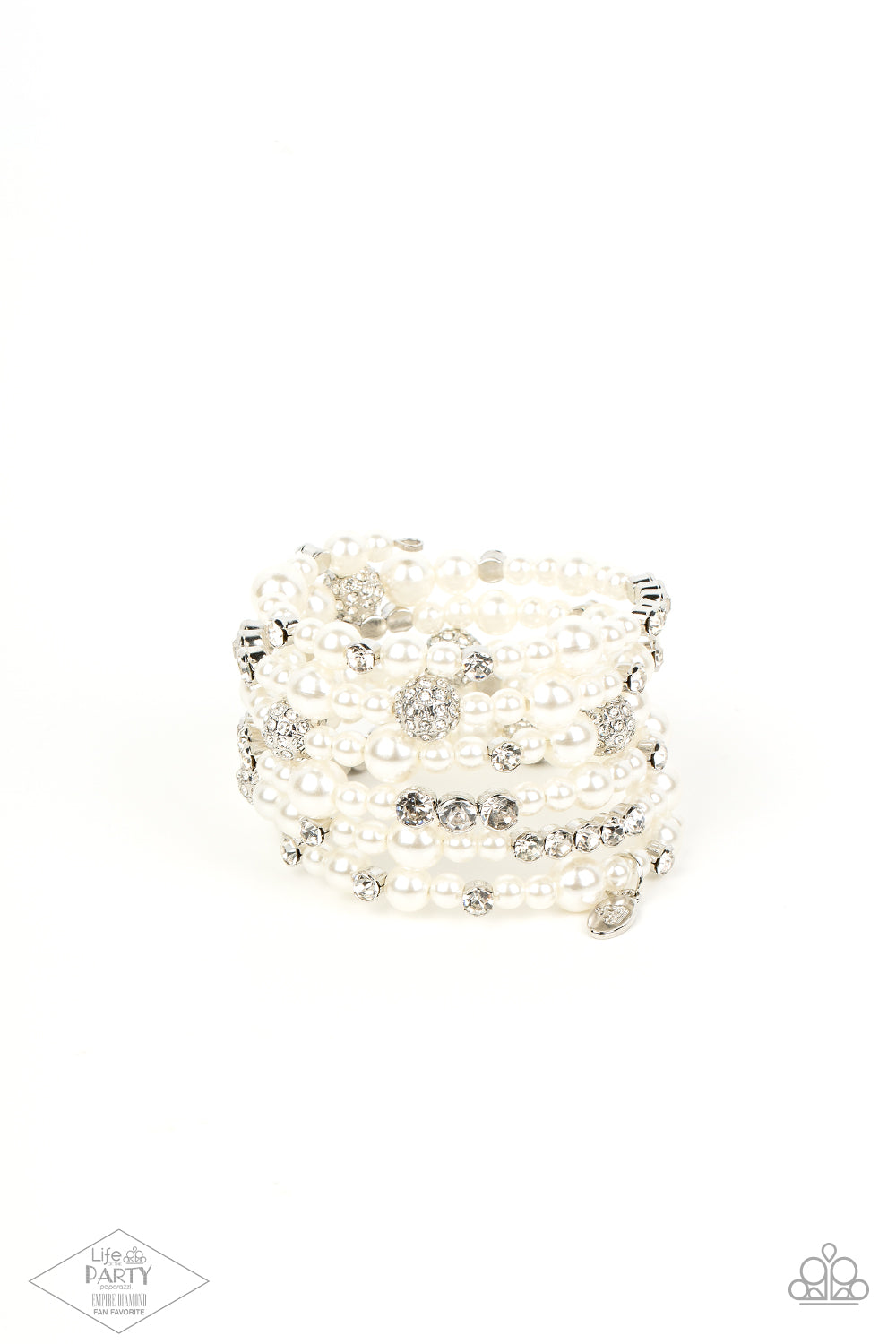 silver, silver jewelry, bracelet, coil bracelet, pearl, pearl jewelry, white, white jewelry, paparazzi accessories, empire diamond exclusive, zi bracelet, affordable jewelry, affordable holiday gift, everyday jewelry, prom jewelry, wedding jewelry, jewelry stores, jewelry stores near me, 