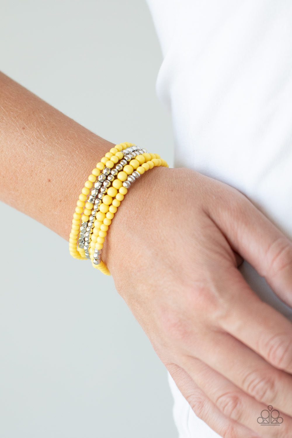 silver, silver jewelry, affordable jewelry, everyday jewelry, yellow jewelry, yellow, bracelet, stackable bracelet, bohemian jewelry, spring jewelry, paparazzi accessories, 