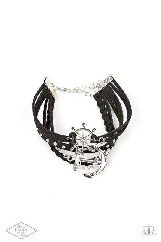 silver, silver jewelry, bracelet, claw clasp bracelet, affordable jewelry affordable holiday gift, everyday jewelry, black diamond exclusive, paparazzi accessories, life of the party exclusive, sailor jewelry, trending jewelry, viral jewelry, prom jewelry, wedding jewelry,  black, black jewelry, 