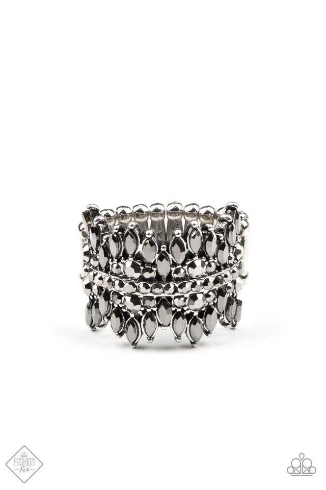 silver, silver jewelry, ring, fat back, adjustable ring, everyday ring, simple, hematite, rhinestone jewelry,simple jewelry, affordable jewelry, affordable holiday gift, everyday jewelry, paparazzi accessories, jewelry stores, jewelry stores near me, 