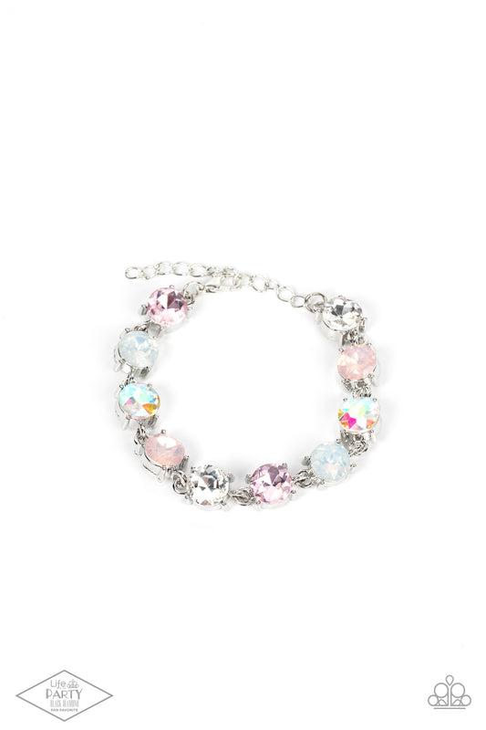 silver, silver jewelry, pink rhineston, pink jewelry, bracelets, claw clasp bracelets, iridescent jewelry, trending jewelry, affordable jewelry, black diamond exclusive piece, life of the party, paparazzi accessories 