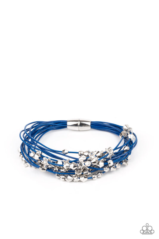 silver, silver jewelry, stars, fourth of july jewelry, blue, bracelet, magnetic bracelet, 