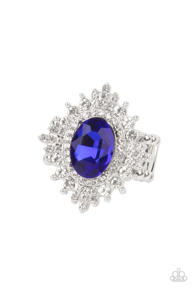 silver, silver jewelry, ring, fat back, statement ring, white, blue, blue jewelry, rhinestone, affordable jewelry, affordable holiday gift, everyday jewelry, paparazzi accessories, jewelry stores, jewelry stores near me, 