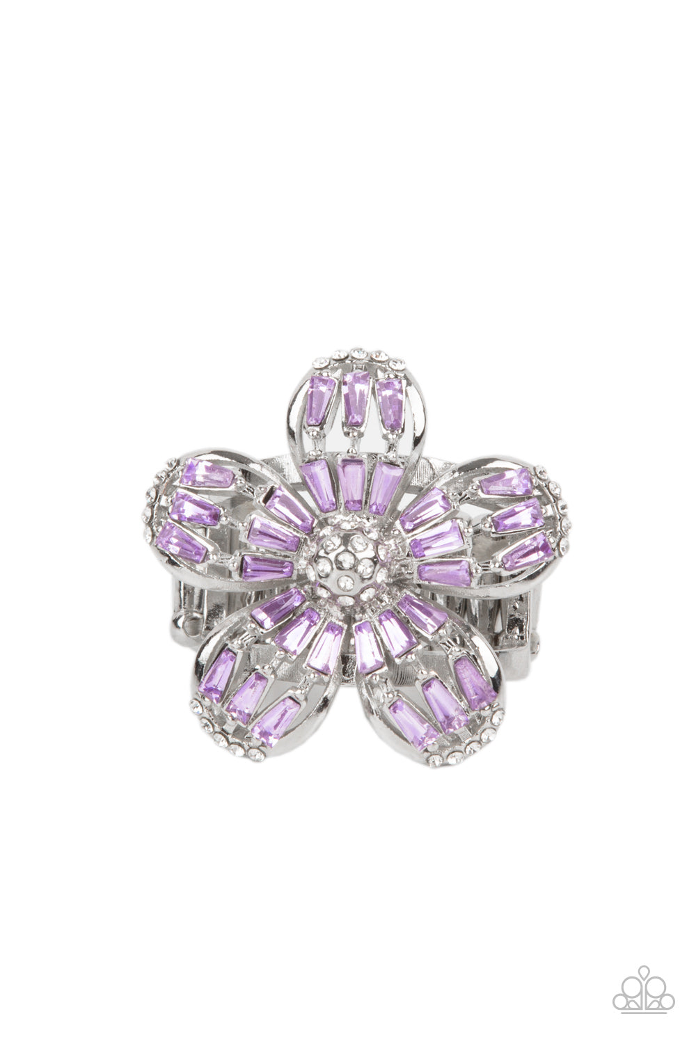 silver, silver jewelry, ring, adjustable ring, purple, purple jewelry, rhinestone, affordable jewelry, affordable holiday gift, everyday jewelry, flower, flower jewelry, paparazzi accessories, jewelry stores, jewelry stores near me, 