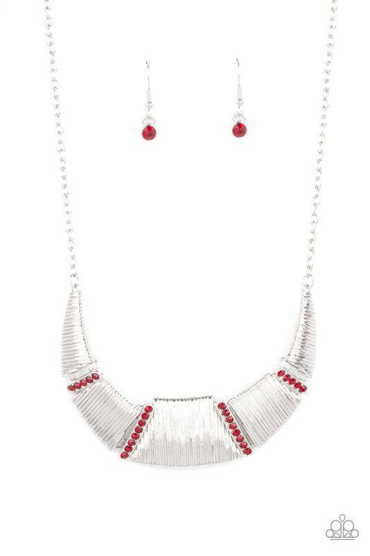 silver, silver jewelry, necklace, medium necklace, statement necklace, red, red jewelry, affordable jewelry, rhinestone jewelry, ruby red, paparazzi accessories, everyday jewelry, plated necklaces,