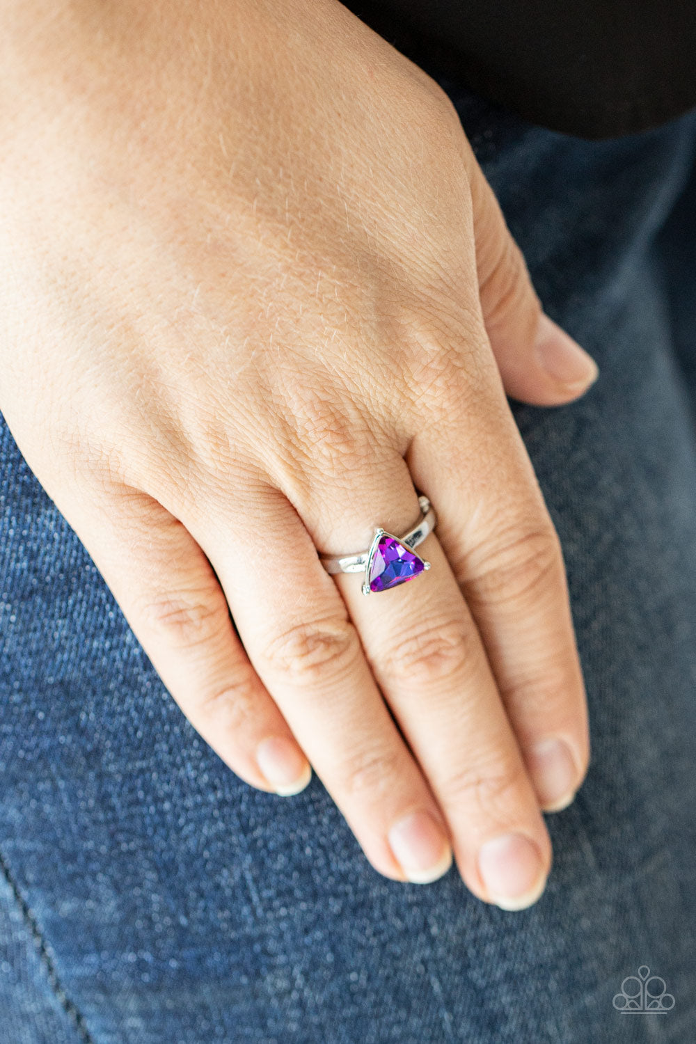 silver, silver jewelry, purple, purple rhinestone, oil spil, dainty ring, ring, adjustable ring, affordable jewelry, affordable holiday gift, paparazzi accessories, everyday jewelry, 