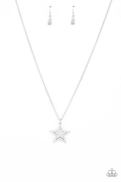 silver, silver jewelry, necklace, medium necklace, star, star jewelry, affordable jewelry, paparazzi accessories, everyday jewelry, fourth of july jewelry, holiday jewelry, affordable gift, 