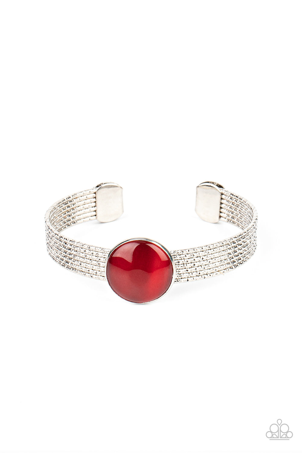 silver, silver jewelry, red, moon stone, red jewelry, affordable jewelry, paparazzi accessories, everyday jewelry, bracelet, cuff, 