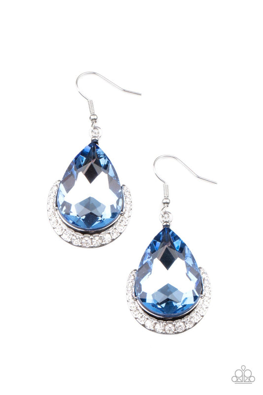 silver, earring, fish hook earring, blue rhinestone, everyday jewelry, affordable jewelry, paparazzi accessories, 