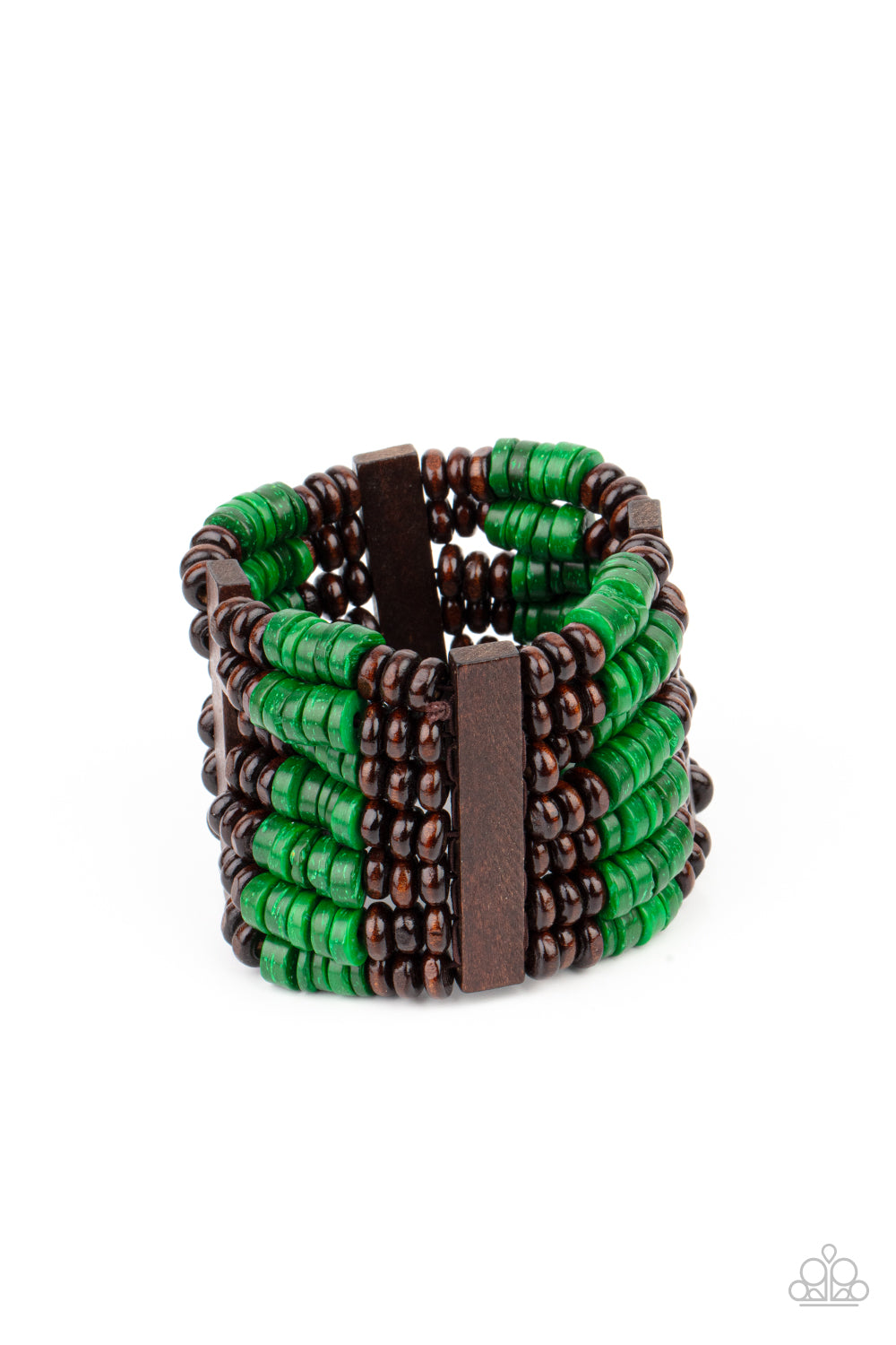 wood, wood jewelry, summer jewelry, green, green jewelry, affordable jewelry, affordable holiday gift, everyday jewelry, braeclets, stretch bracelet, paparazzi accessories, casual jewelry, st patricks day jewelry, holiday theme jewelry, 