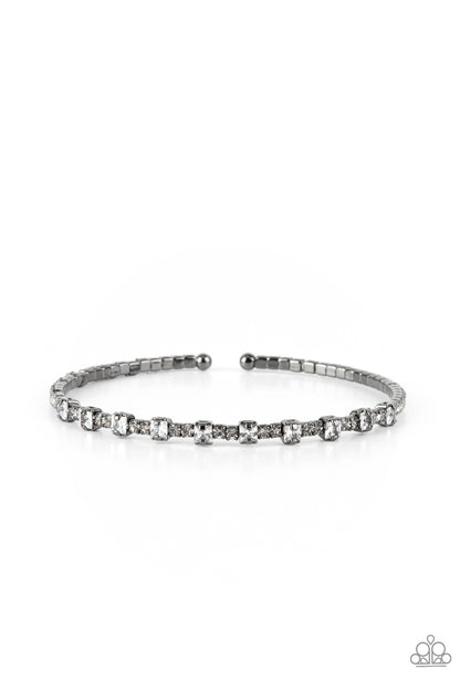 gunmetal, gunmetal jewelry, white, rhinestone, bracelet, dainty, cuff, coil, jewelry stores, affordable jewelry, affordable holiday gift, everyday jewelry stores near me, dainty jewelry, paparazzi accessoires, 