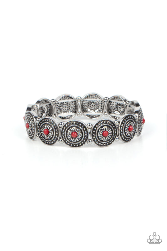 silver, silver jewelry, bracelet, stretchy bracelet, red jewelry, affordable jewelry, paparazzi accessories, 