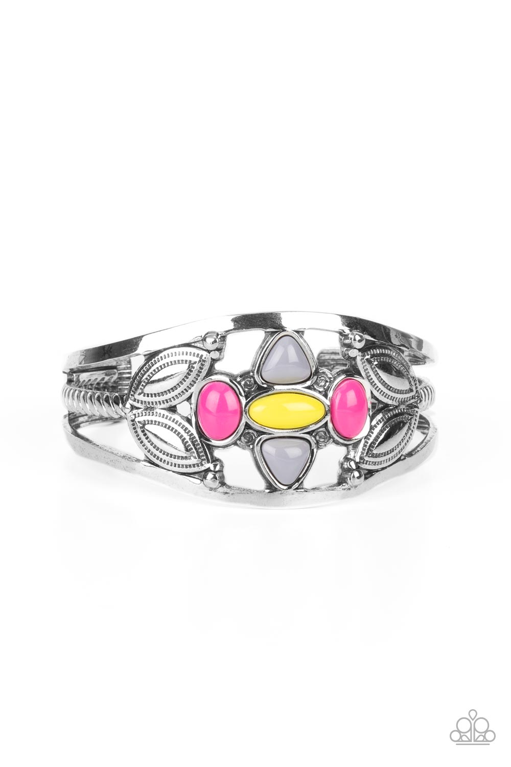 silver, silver jewelry, bracelet, cuff, yellow, yellow jewelry, pink, pink jewelry, affordable jewelry, affordable holiday gift,  mixed color jewelry, paparazzi accessories, jewelry stores, jewelry stores near me, caual jewelry, 