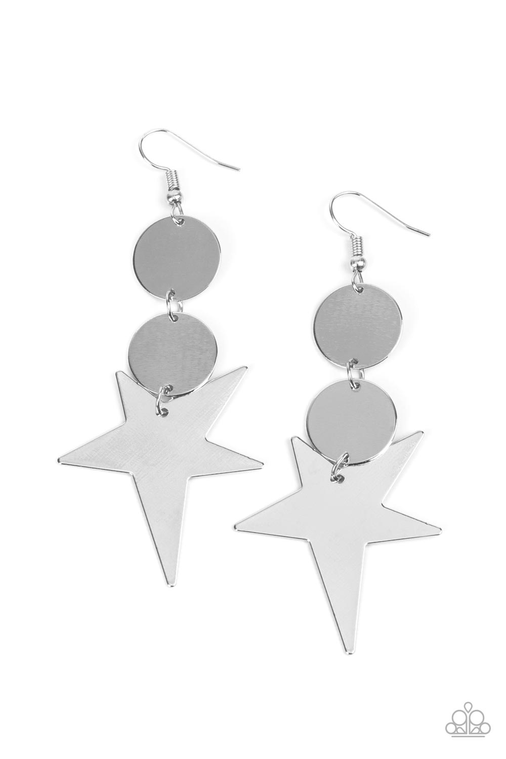 silver, silver jewelry, earring, fish hook earring, star, star jewelry, everyday jewelry, paparazzi accessories, affordable jewelry, fourth of july jewelry, holiday jewelry, 