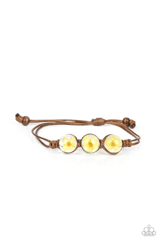 bracelet, suede, suede jewelry, flower, flower jewelry, yellow, yellow jewelry, affordable jewelry, affordable holiday gift, everyday jewelry, casual jewelry, trending jewelry, paparazzi accessories, urban, urban jewelry, teenage jewelry, viral jewelry, jewelry stores, jewelry stores near me, 