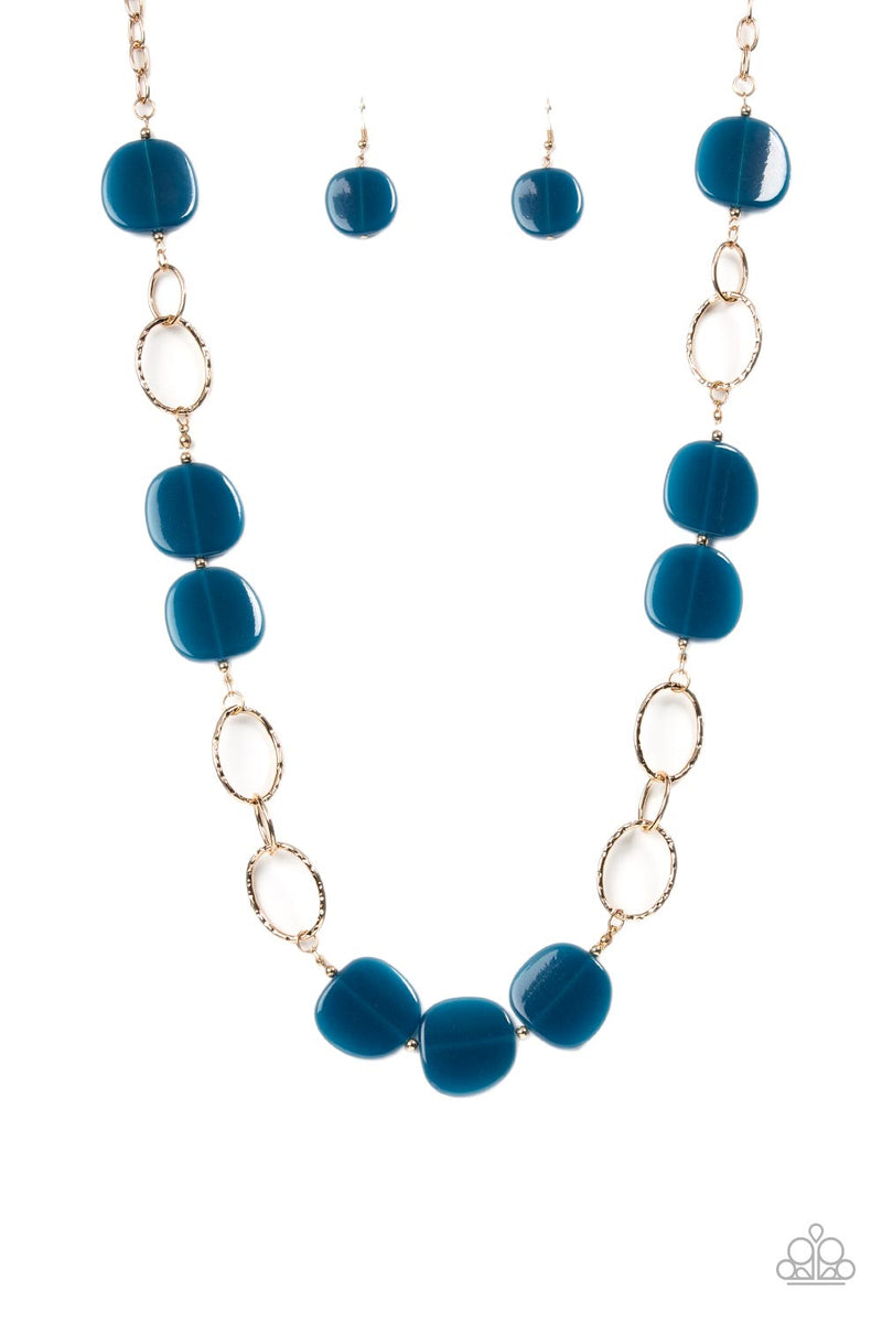 gold, gold jewelry, necklace, long necklace, blue, blue jewelry, accrylic, affordable jewelry, paparazzi accessories, everyday jewelry, casual jewelry, 