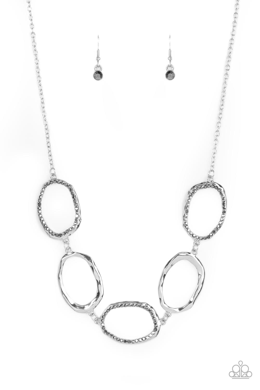 silver, silver jewelry, necklace, medium necklace, affordable jewelry, casual jewelry, paparazzi accessories, jewelry stores near me, jewelry stores, affordable holiday gift, hematite, rhinestone, prom jewelry, wedding jwelry, 