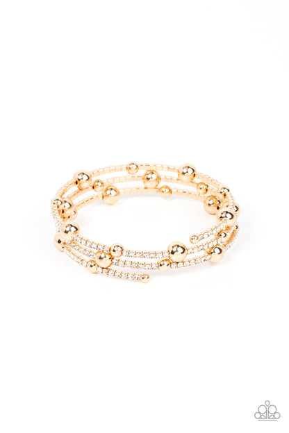 gold, gold jewelry, bracelet, coil bracelet, white, white rhinestone, teen jewelry, business jewelry, affordable jewelry, 