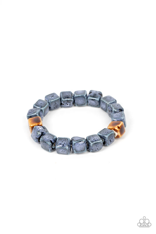 silver, silver jewelry, bracelet, stretchy bracelet, affordable jewelry, paparazzi accessories, everyday jewelry, blue, blue jewelry, 